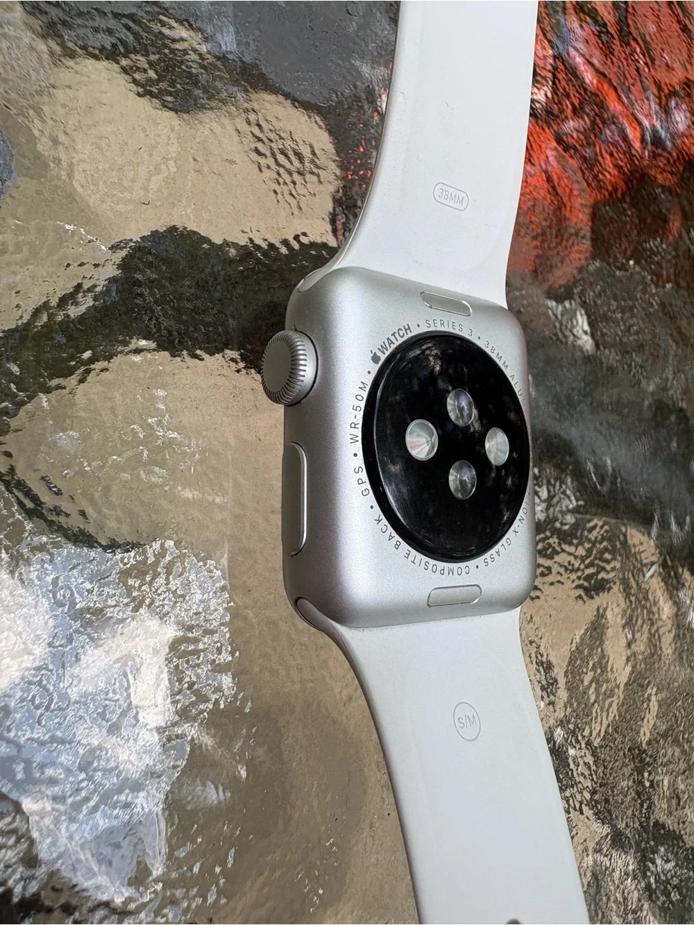 Apple Watch with White Sport Band and Black Display Series 3